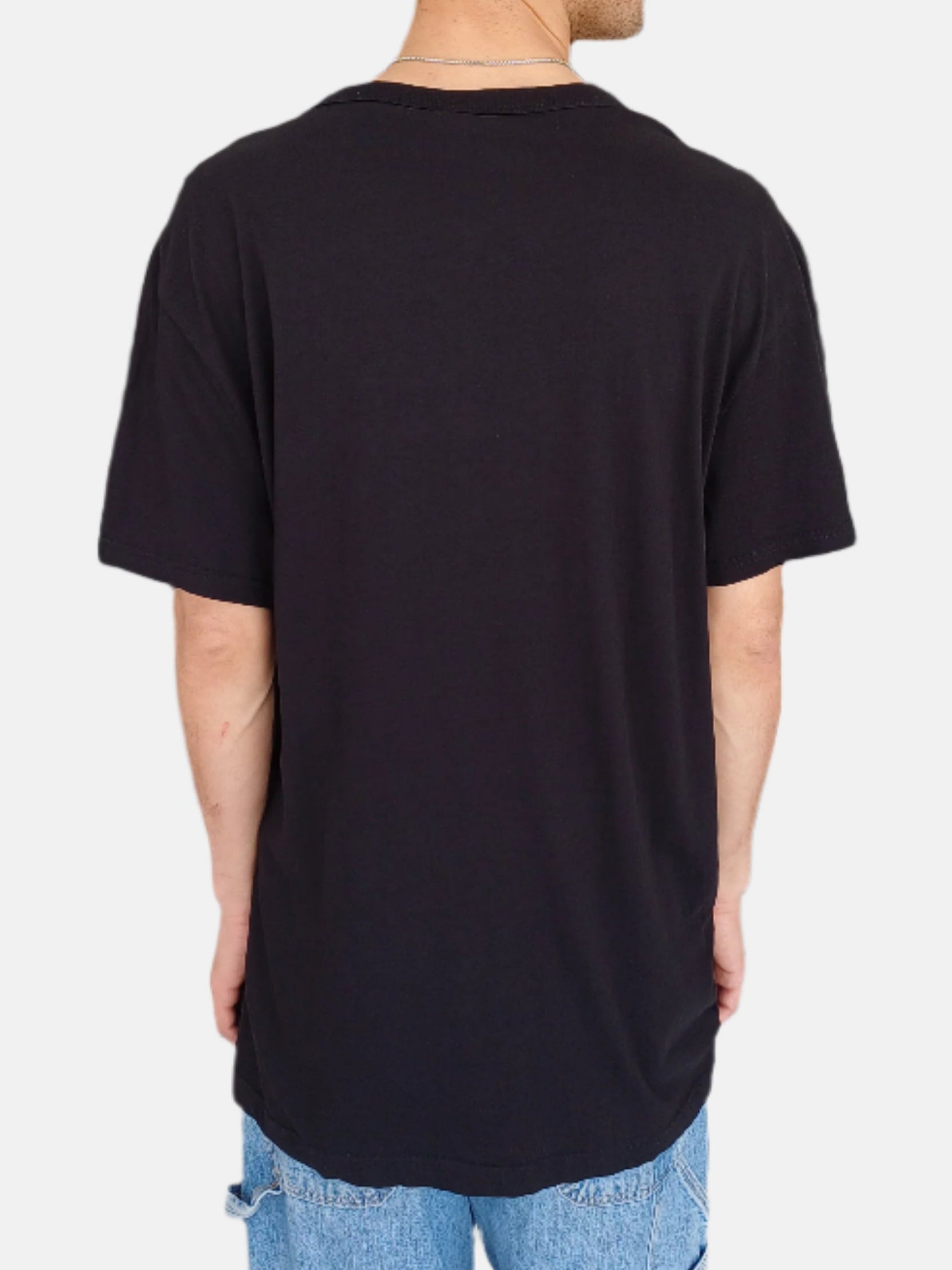 Raw Round Neck T-Shirts Grey Black